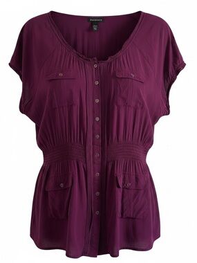 Lane Bryant Short Sleeve Lightweight Flowy Purple Top Size 26/28W